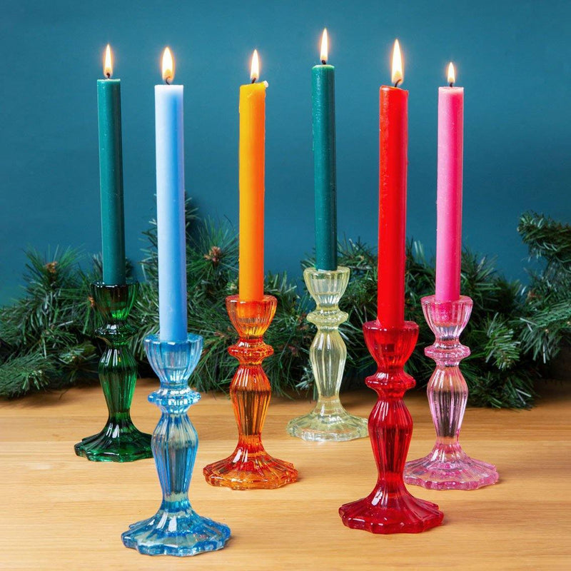 Glass Candle Holder ~ in 4 colours