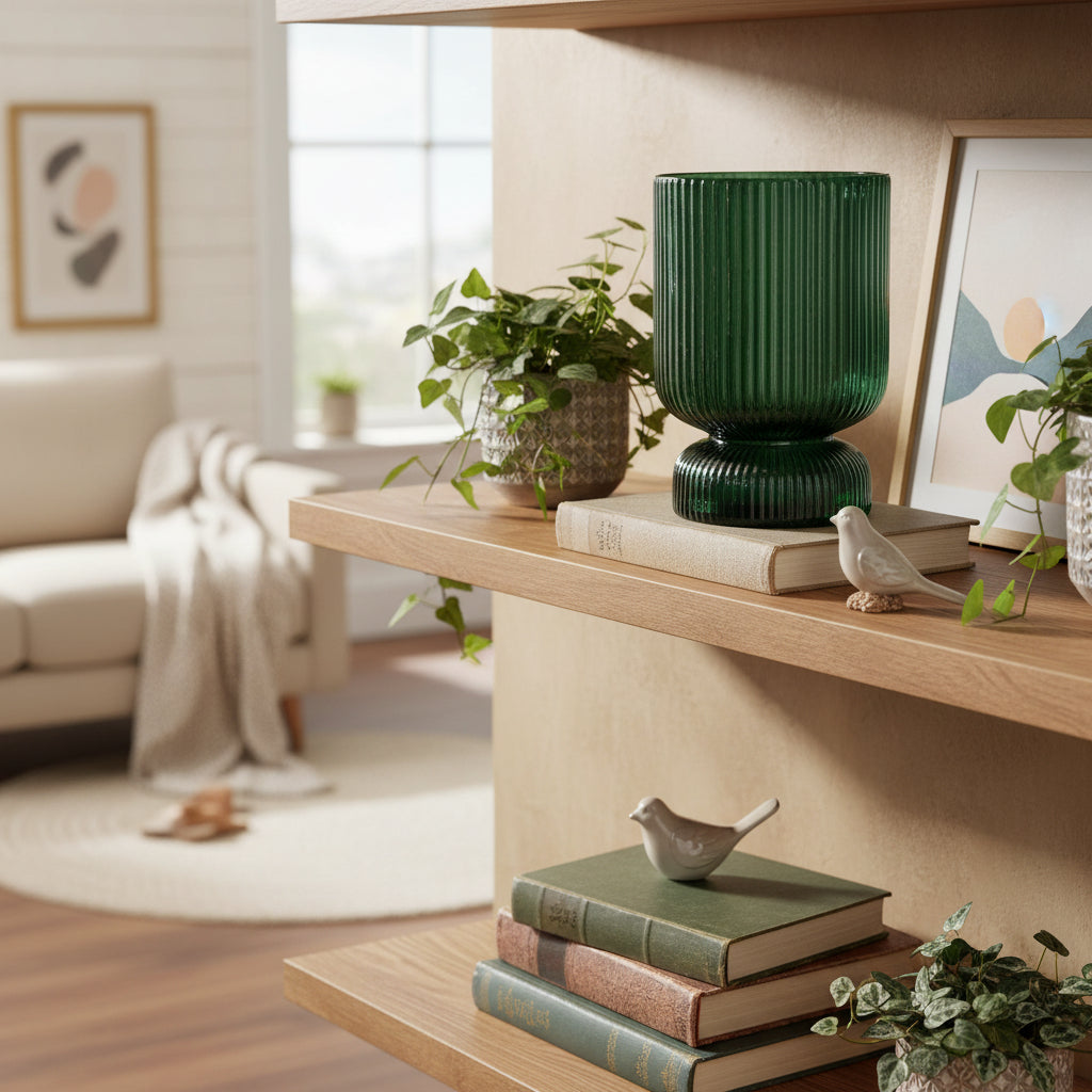 Jewels Tiered Ribbed Vase - Jade