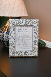 Block Printed Picture Frame (5x7) - Songbird Blue Stone