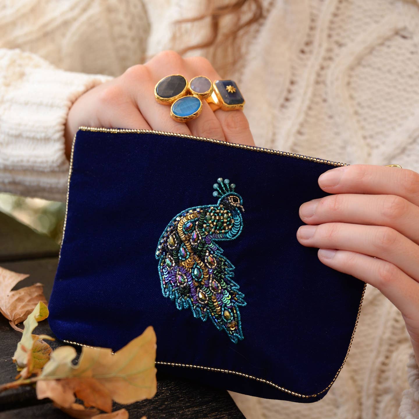 Peacock Beaded Pouch