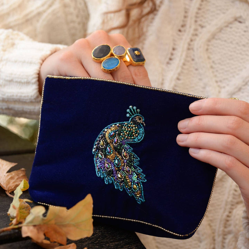 Peacock Beaded Pouch