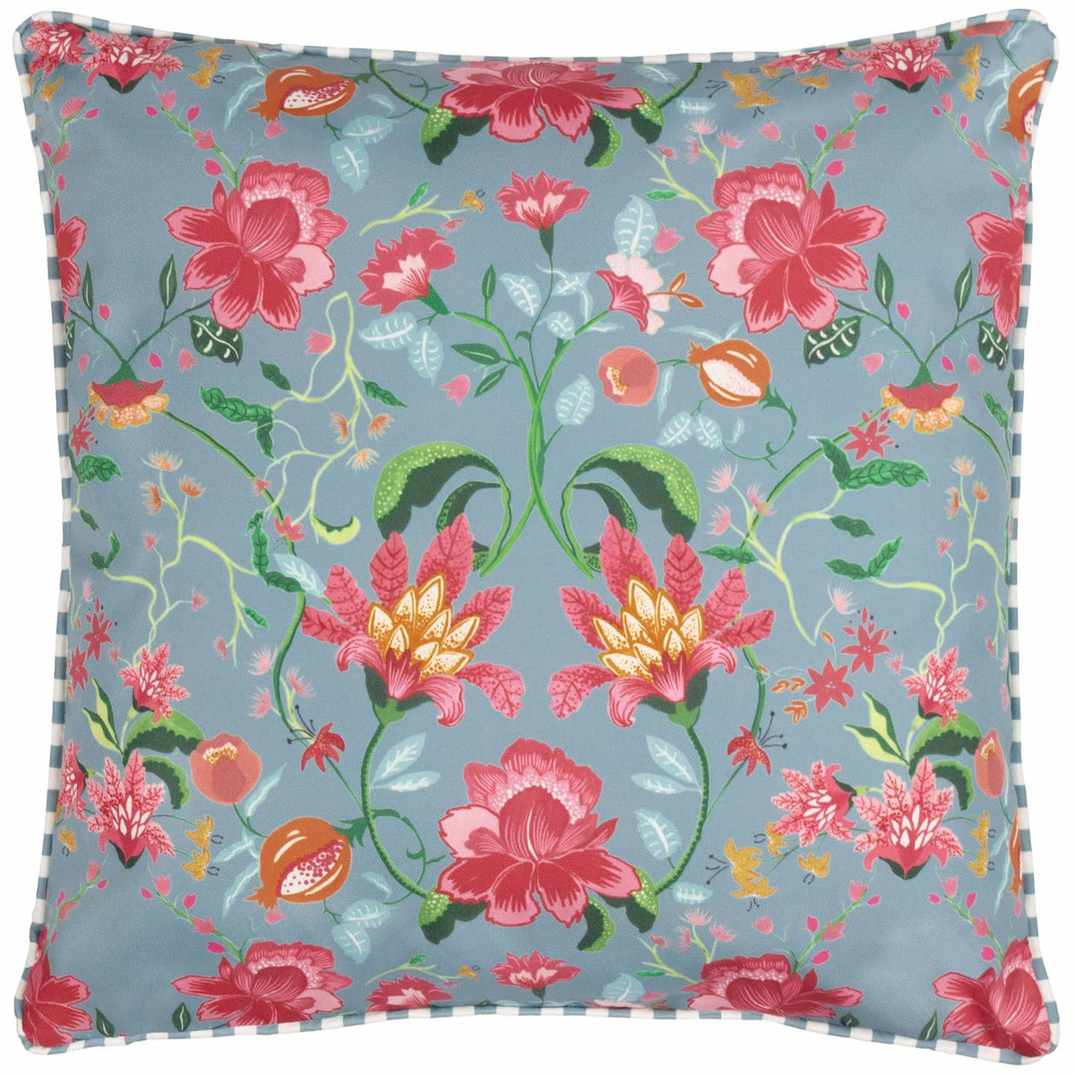 Claudia Floral Outdoor Cushion Cover - Duck Egg Blue