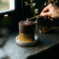 Sacred Forest Gold Half-Dipped Pillar Candle