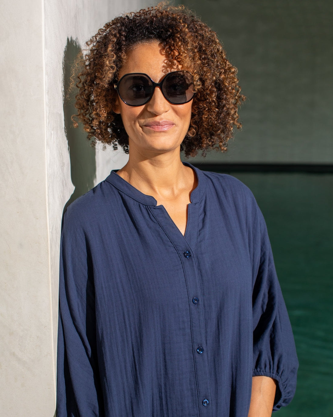 Dora Midi Dress in Navy