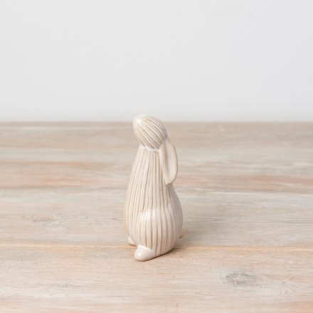 Ribbed Glazed Standing Bunny Ornament