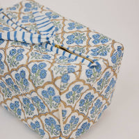 Organic Cotton Toiletry Bag - Trellis Indigo