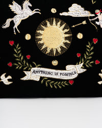 Black Celestial Velvet Embroidered Pouch