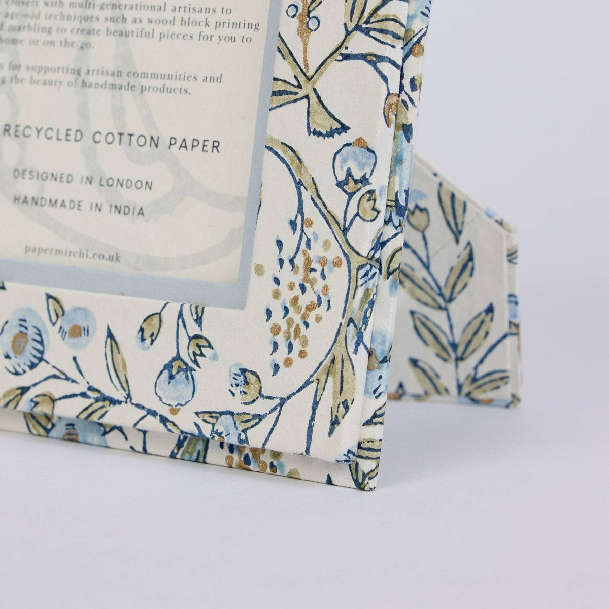 Block Printed Picture Frame (5x7) - Songbird Blue Stone