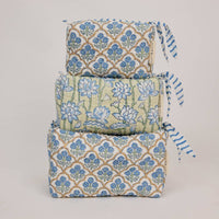 Organic Cotton Toiletry Bag - Trellis Indigo