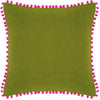 Velvet Pompom Cushion Cover ~ Green/Fuchsia