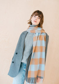 Lambswool Scarf in Blue Gingham