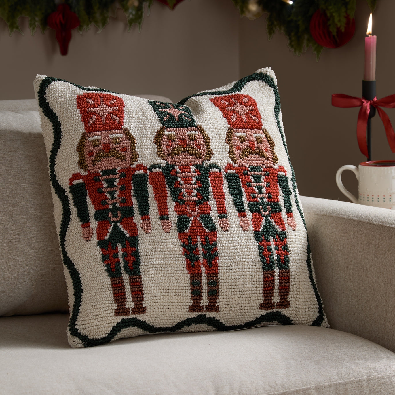 Nutcracker Trio Tufted Multicolour Cushion