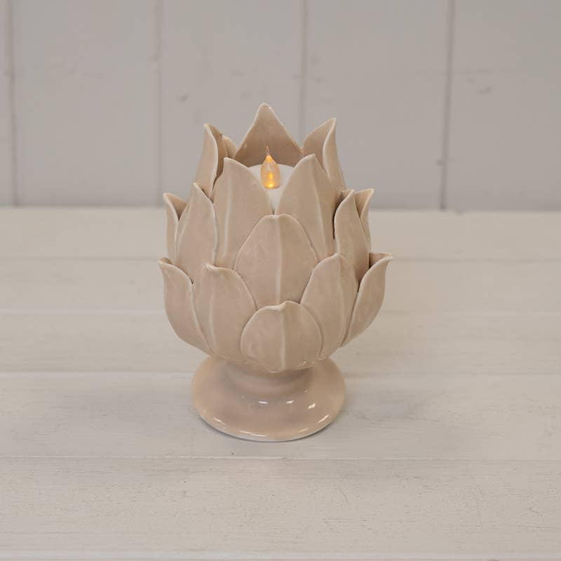 Glazed Artichoke Candle Holder: Green