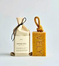 Natural Handmade Soap On A Rope "Orange Kiss"