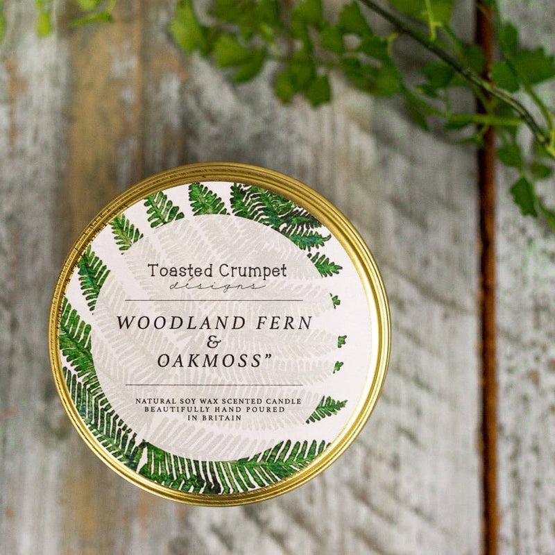 Woodland Fern & Oakmoss Candle in A Matt Gold Tin
