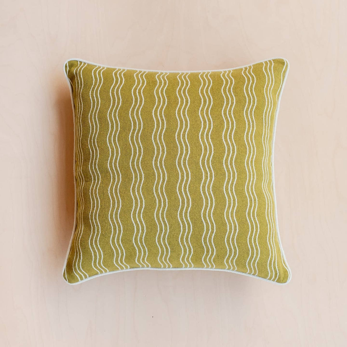 Cotton Cushion Cover in Olive Wave