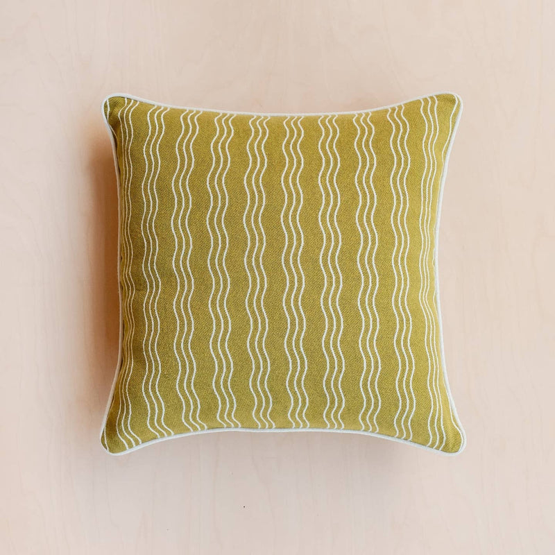 Cotton Cushion Cover in Olive Wave