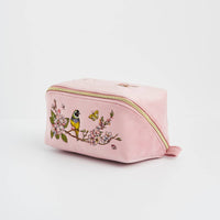 Fable England - Love Scatter Pink Velvet Embroidered Cosmetic Pouch