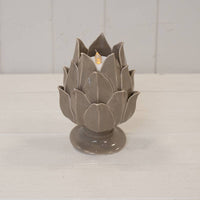 Glazed Artichoke Candle Holder: Green