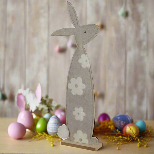 Felt Bunny with Flower Design Deco