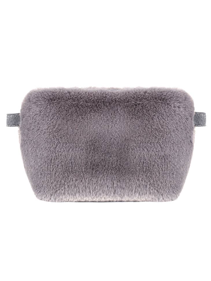 Luxury Faux Fur Make Up Bag ~ Cloud Grey