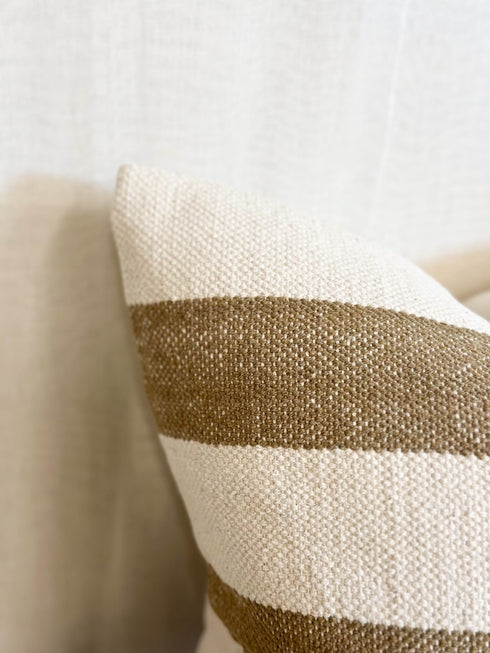 Olive & Cream Stripe Cushion Cover