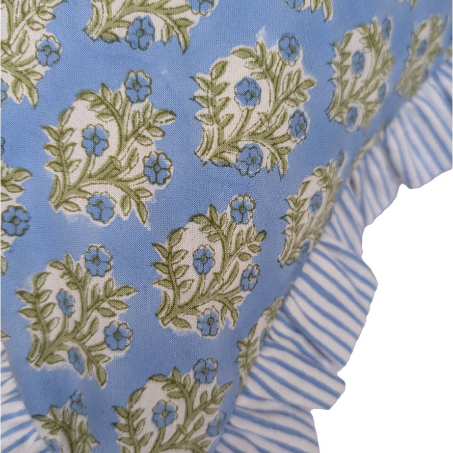 Emily Blue Frill Cushion Cover