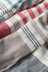 Hand Loomed Striped Linen Scarf ~ in 4 fresh colourways