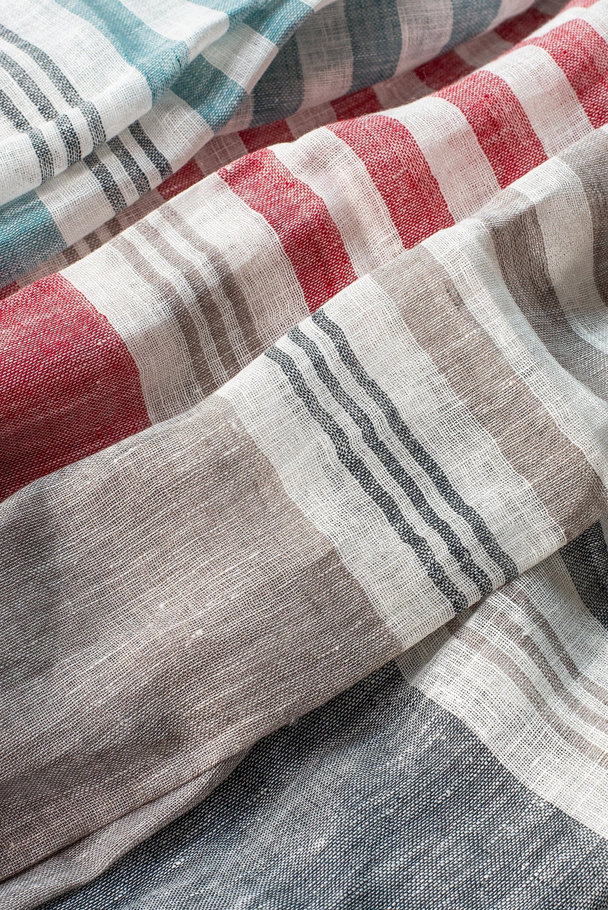 Hand Loomed Striped Linen Scarf ~ in 4 fresh colourways