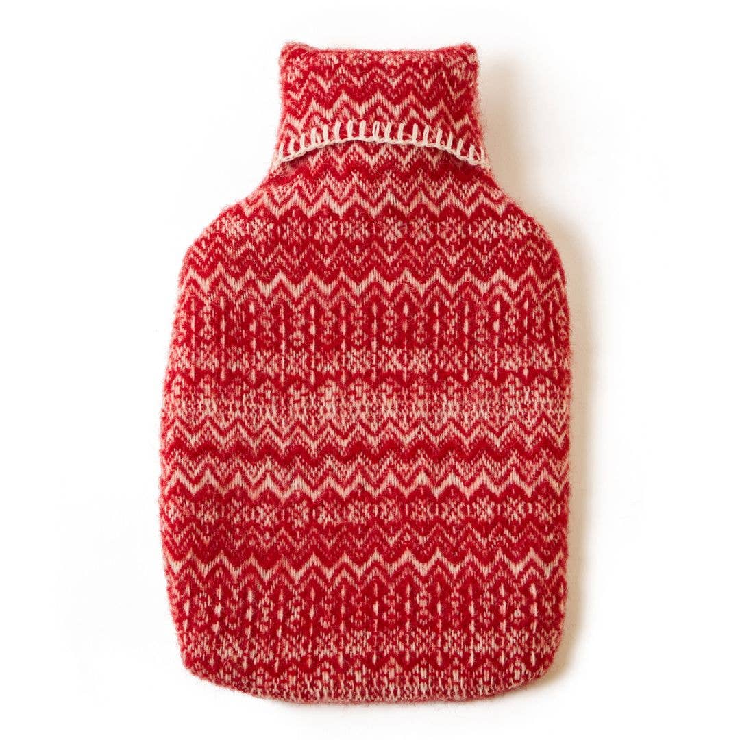 Fair Isle Pure New Wool Hot Water Bottle ~ in 3 seasonal accents