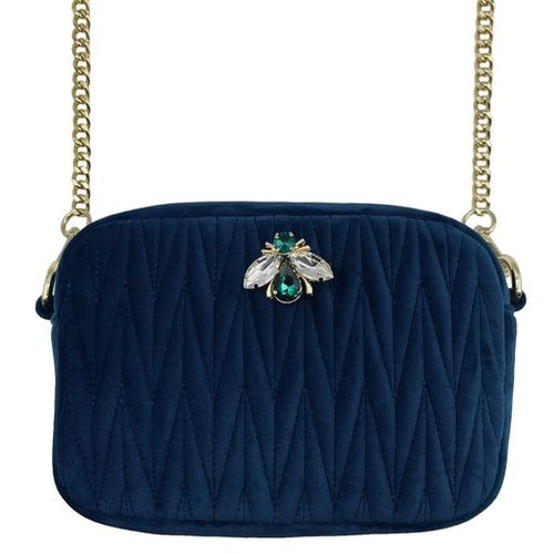 Velvet Rivington Bag in Blue with Pin