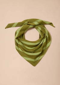 Merino Wool Triangle Scarf in Green Stripe