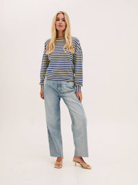 Zara Blue & Yellow Lightweight Stripe Sweatshirt