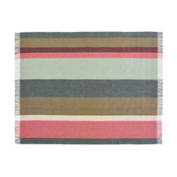 Block Stripe Pink & Green Merino Throw
