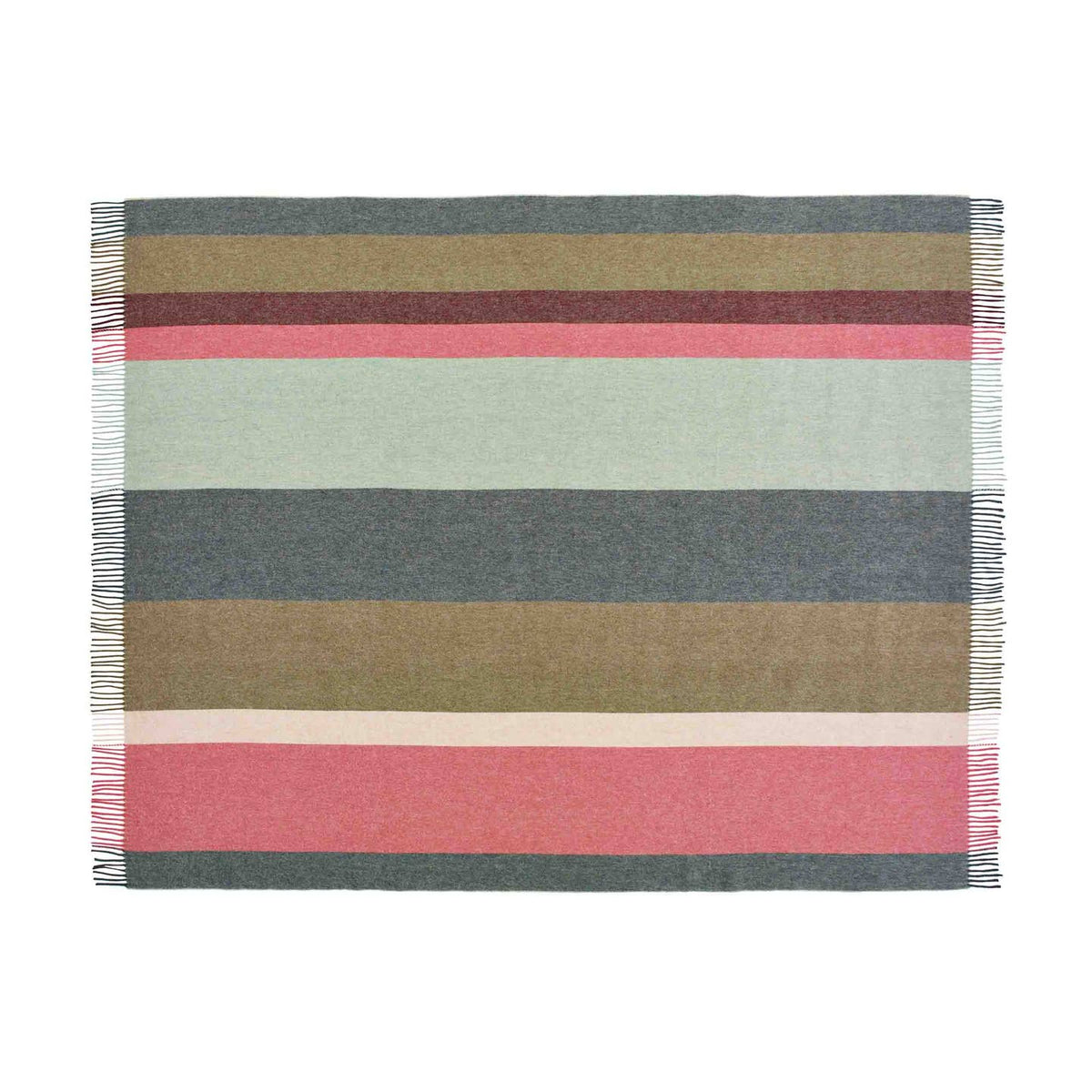 Block Stripe Pink & Green Merino Throw