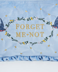Fable England - Forget Me Not Blue Velvet Embroidered Pouch