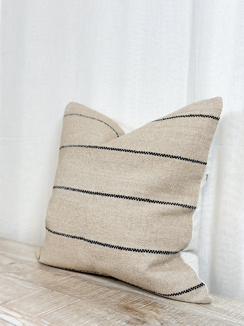 Beige & Black Stripe – Luxe Cotton Cushion Cover