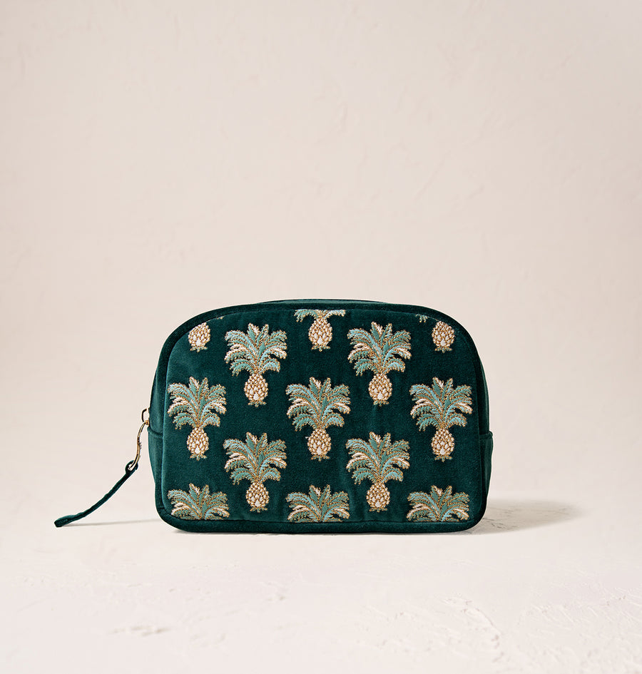 Pineapple Makeup Bag ~ Forest Green