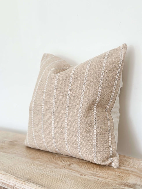 Beige Stripe – Luxe Cotton Cushion Cover