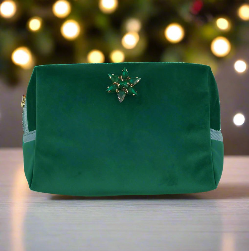 Green Make-Up Bag & Sparkle Star Pin