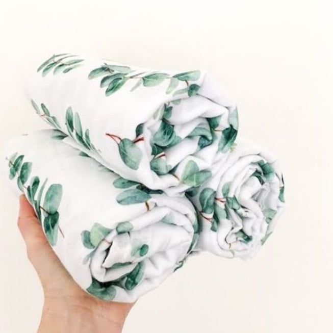 Muslin Square Baby Burp Cloth (Set of 3) - Eucalyptus Leaves