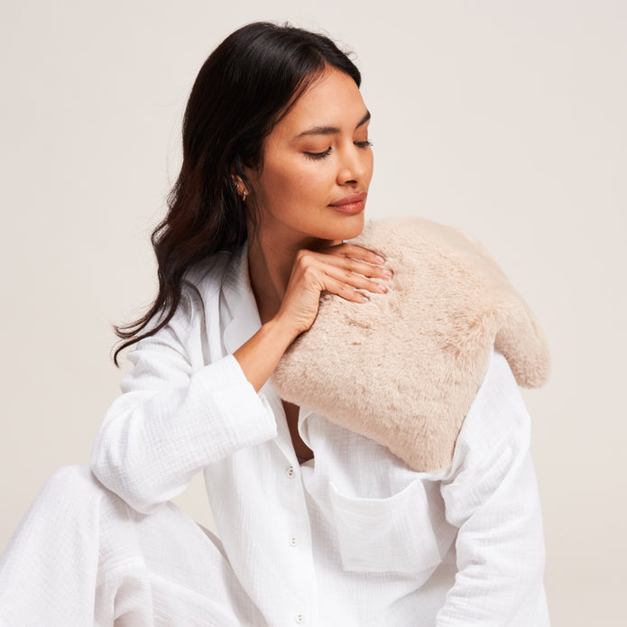 Luxury Faux Fur Wheat Pillow ~ in Blossom or Cloud Grey