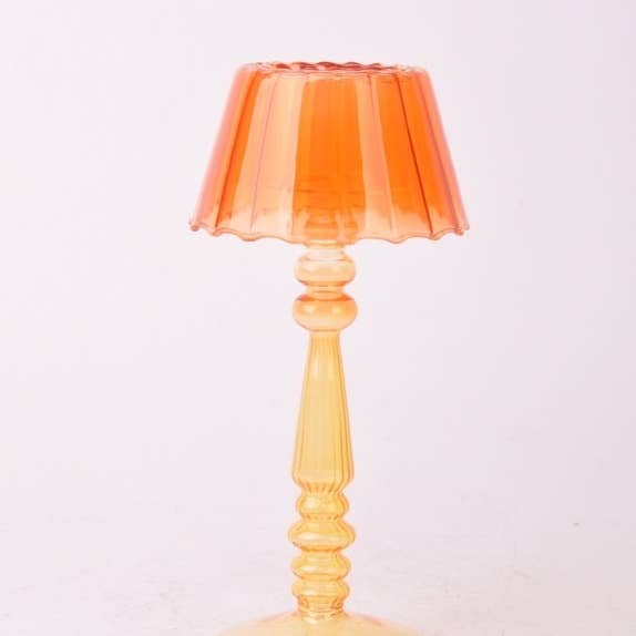 Lamp-Style Glass Tealight Holder ~ in Orange or Pink