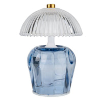Vintage Ridged Glass Led Table Lamp ~ in Blue, Pink or Green