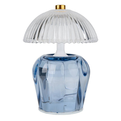 Vintage Ridged Glass Led Table Lamp ~ in Blue, Pink or Green