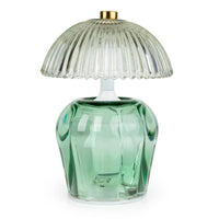 Vintage Ridged Glass Led Table Lamp ~ in Blue, Pink or Green
