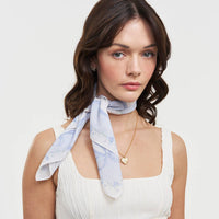 Bow & Floral Blue Square Scarf