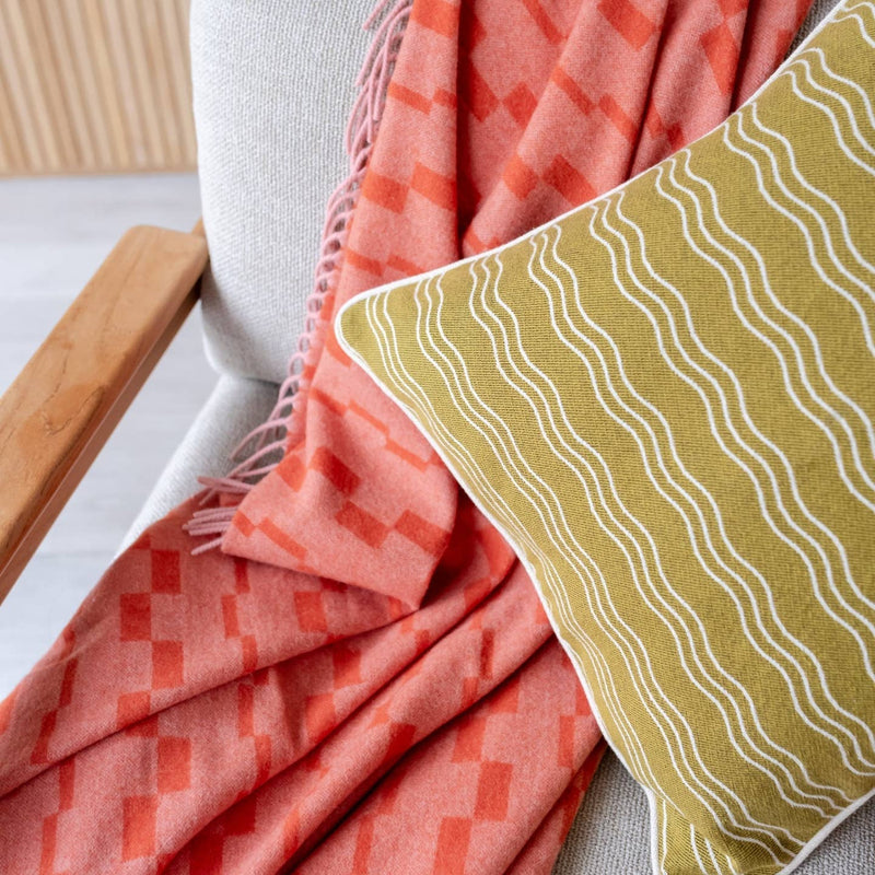 Cotton Cushion Cover in Olive Wave