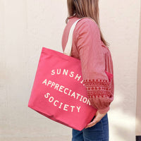 Sunshine Appreciation Society - Bright Pink Canvas Tote Bag
