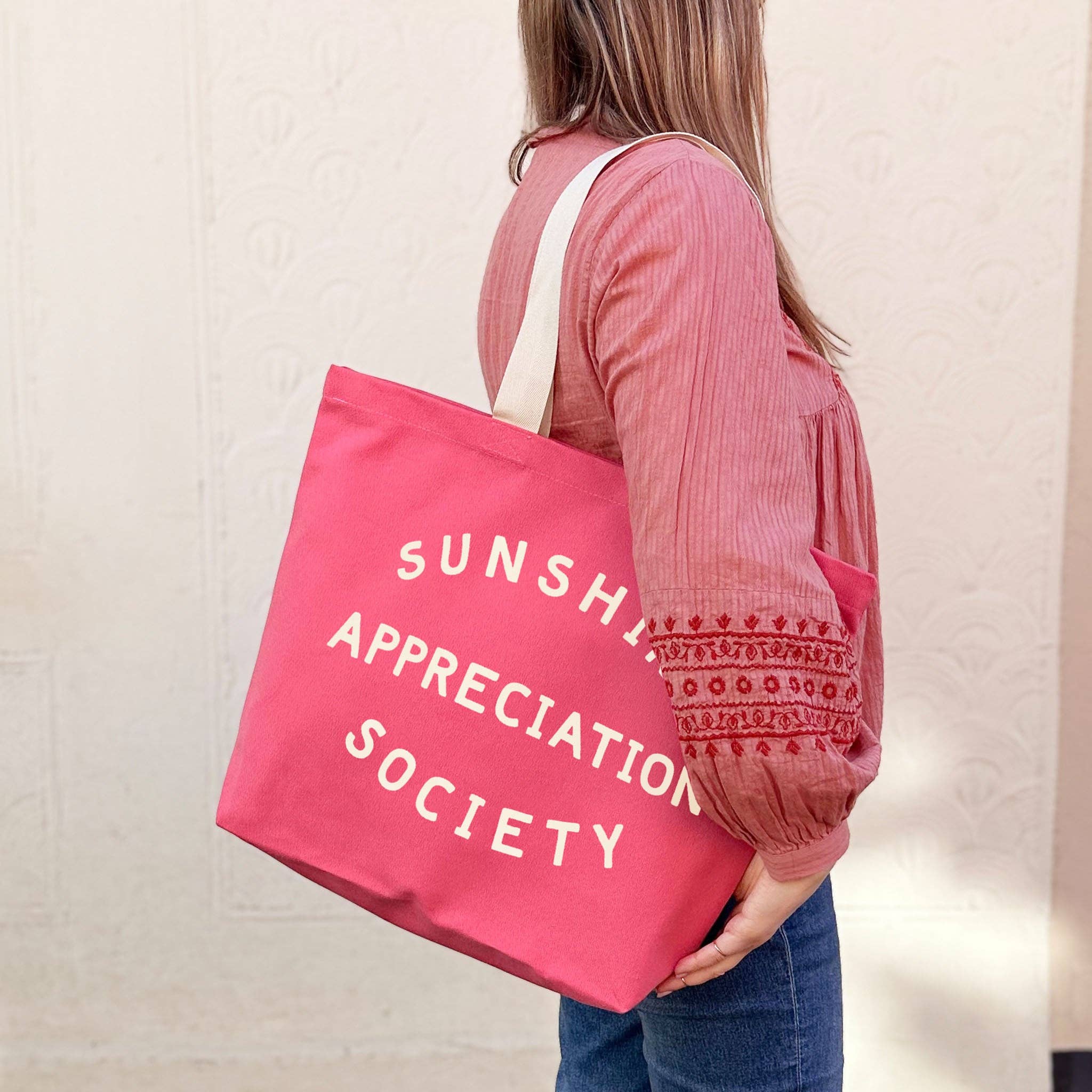 Sunshine Appreciation Society - Bright Pink Canvas Tote Bag